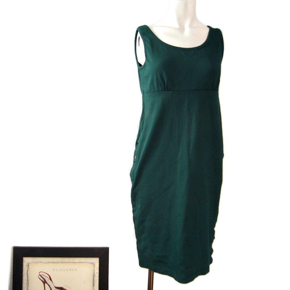 Vintage 80’s Spiegel Green Dress Size Small Sleeveless Classic Button Accents